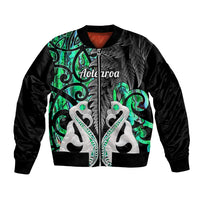 Personalised New Zealand Bomber Jacket Te Manaia Mangopare Maori And Fern Green Style LT14 Unisex Green - Polynesian Pride