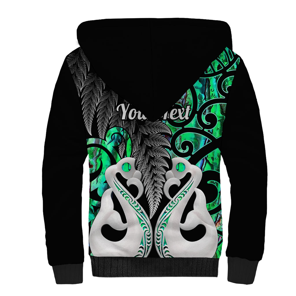 Personalised New Zealand Sherpa Hoodie Te Manaia Mangopare Maori And Fern Green Style LT14 - Polynesian Pride