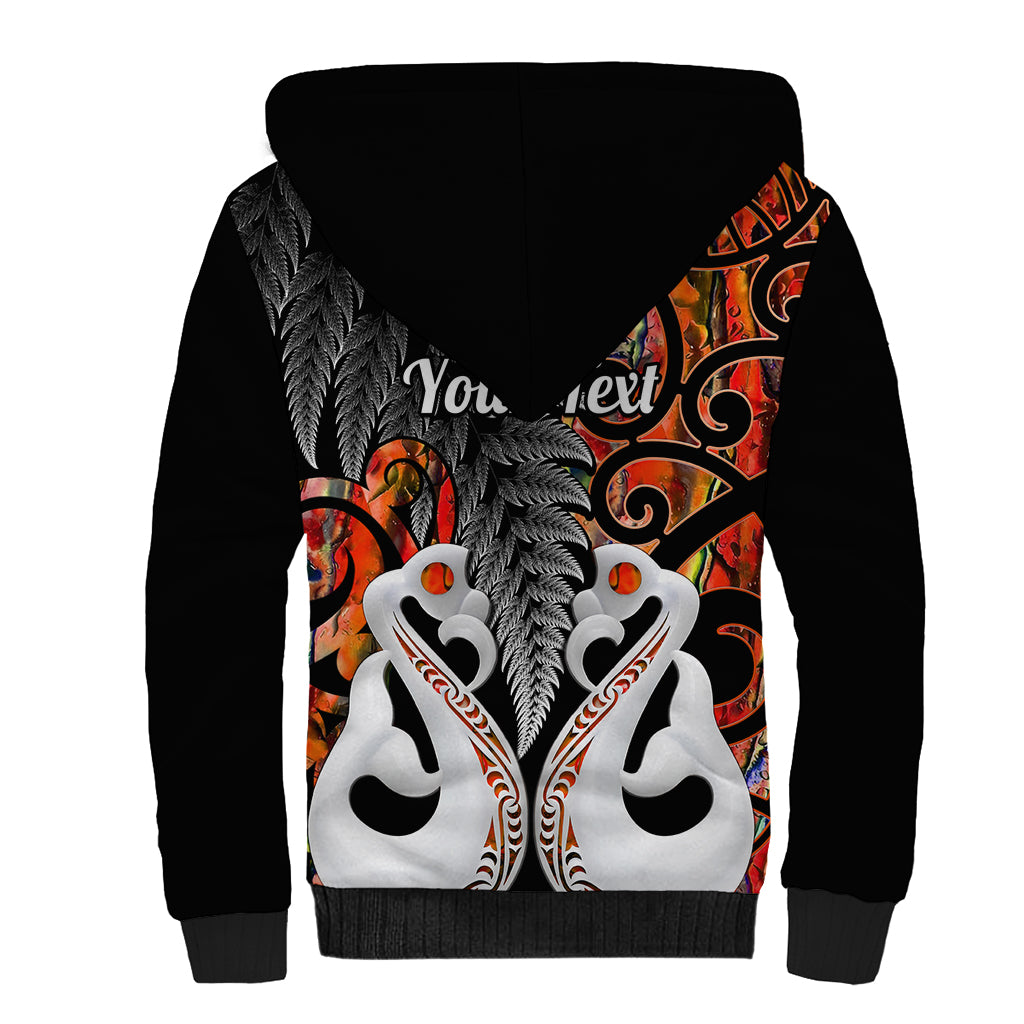 Personalised New Zealand Sherpa Hoodie Te Manaia Mangopare Maori And Fern Orange Style LT14 - Polynesian Pride