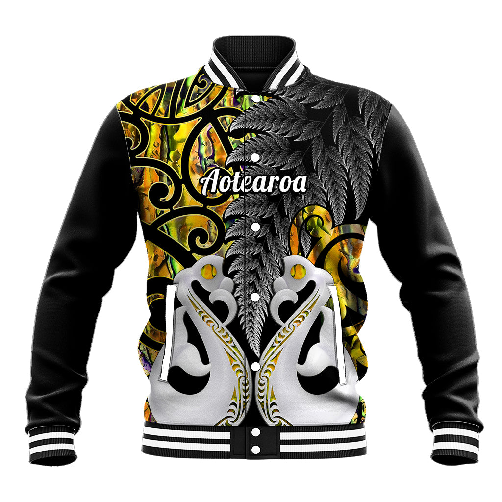 Personalised New Zealand Baseball Jacket Te Manaia Mangopare Maori And Fern Gold Style LT14 Unisex Gold - Polynesian Pride