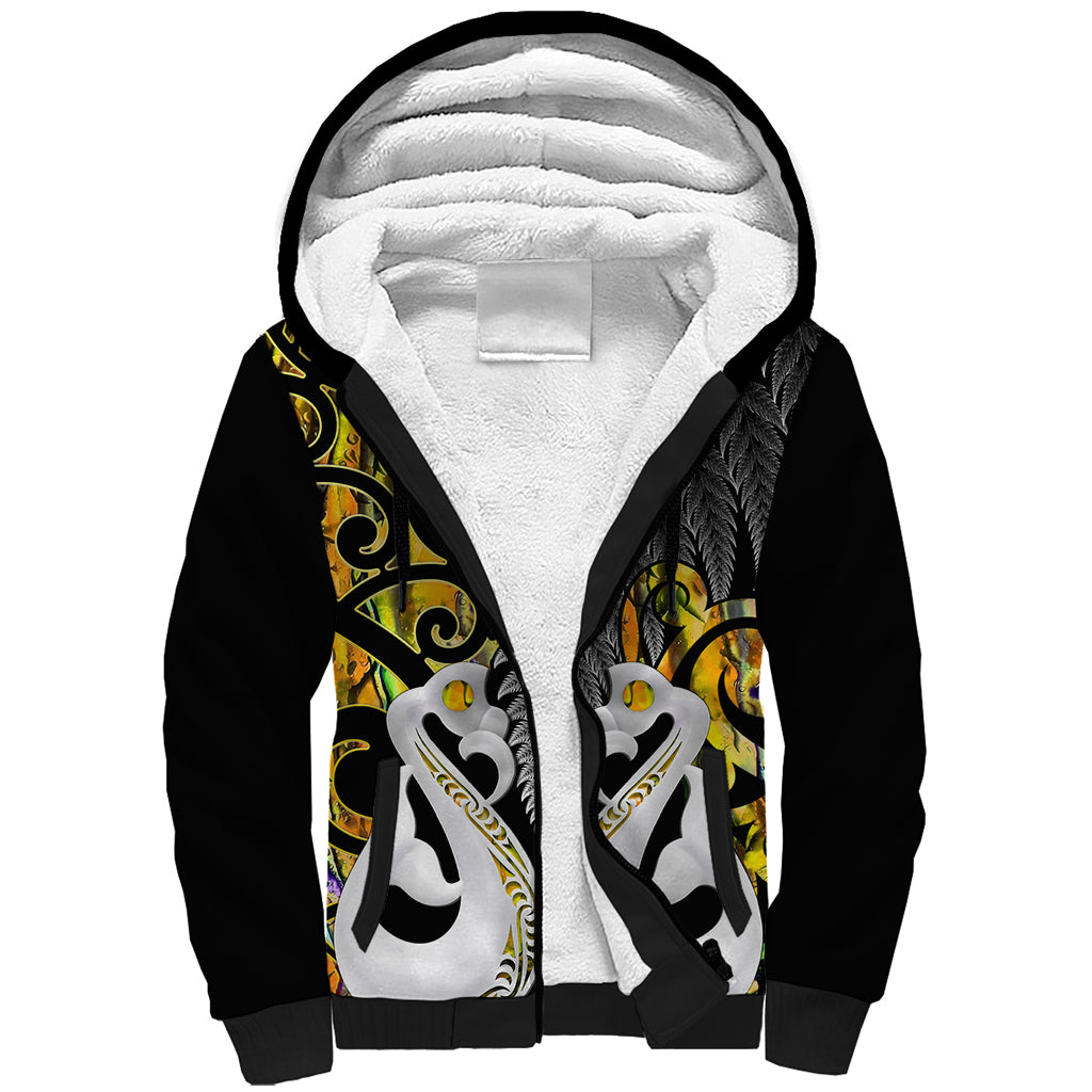 Personalised New Zealand Sherpa Hoodie Te Manaia Mangopare Maori And Fern Gold Style LT14 Unisex Gold - Polynesian Pride