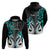 Custom New Zealand Hoodie Te Manaia Mangopare Maori and Fern Turquoise Style LT14 - Polynesian Pride