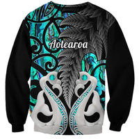 Personalised New Zealand Sweatshirt Te Manaia Mangopare Maori And Fern Turquoise Style LT14 Unisex Turquoise - Polynesian Pride