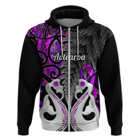 Custom New Zealand Hoodie Te Manaia Mangopare Maori and Fern Purple Style LT14 Zip Hoodie Purple - Polynesian Pride