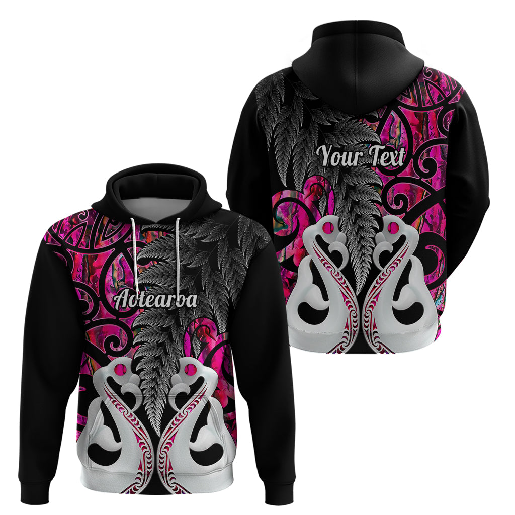 Custom New Zealand Hoodie Te Manaia Mangopare Maori and Fern Pink Style LT14 - Polynesian Pride