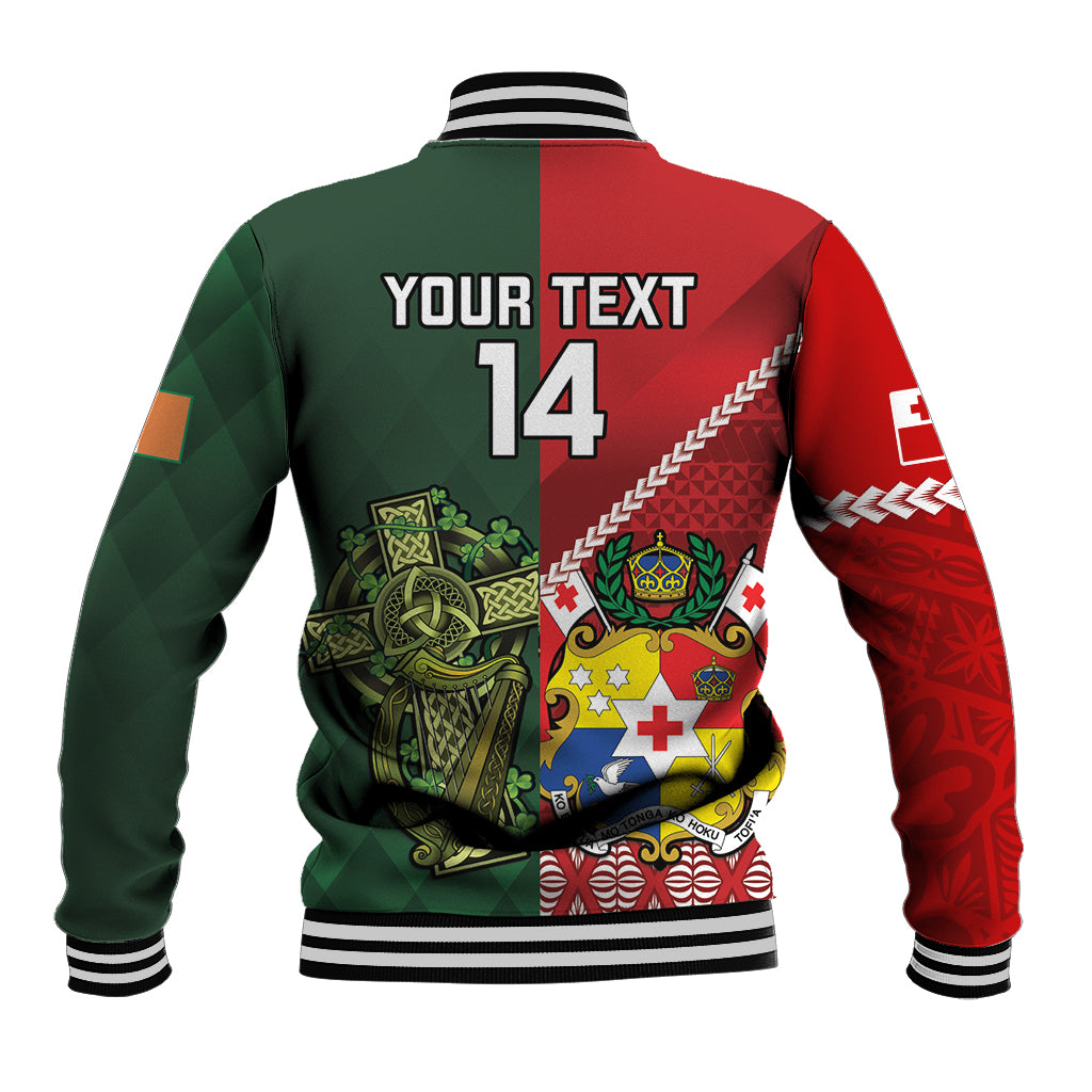 Custom Samoa And Ireland Rugby Baseball Jacket Ikale Tahi With Shamrocks