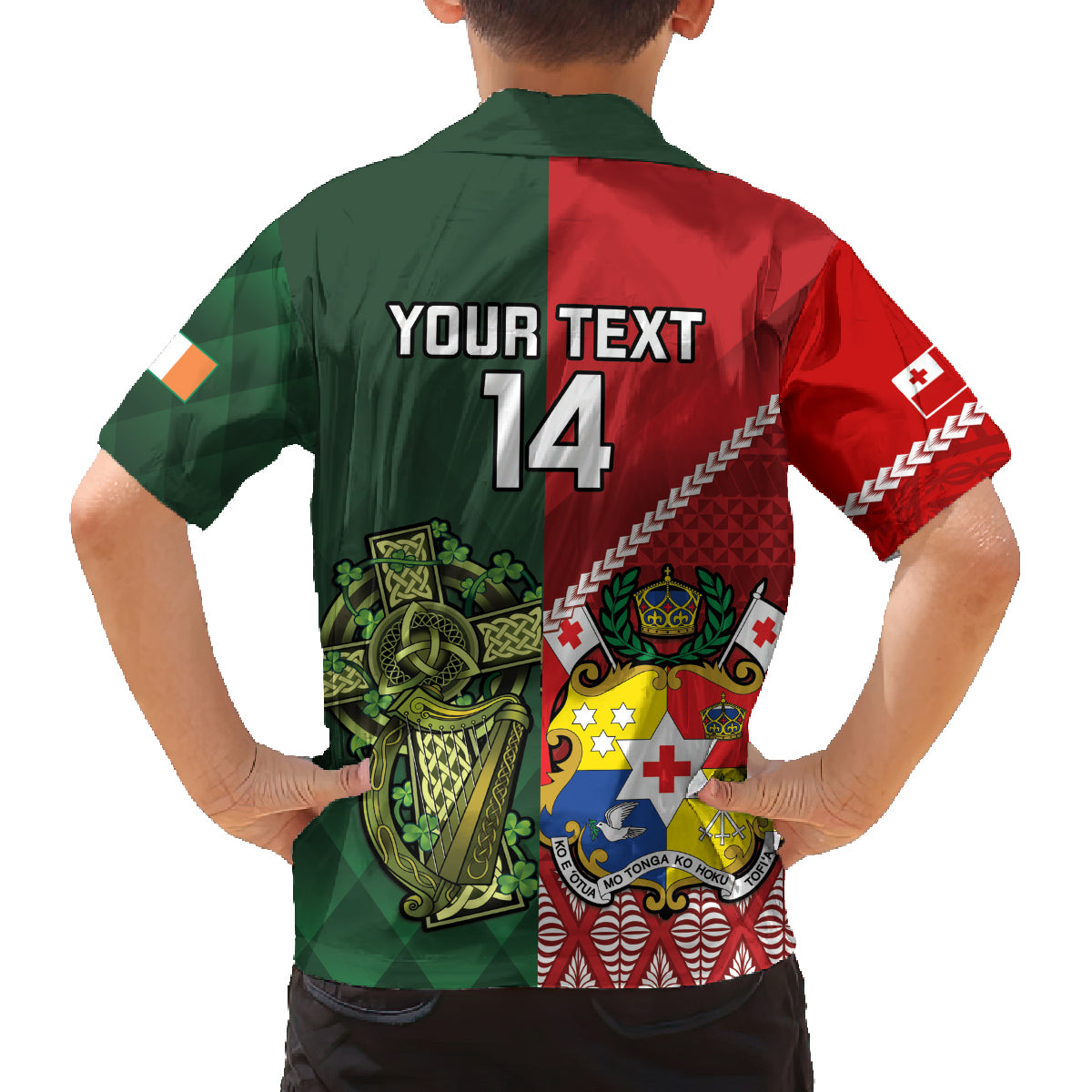 Custom Samoa And Ireland Rugby Family Matching Long Sleeve Bodycon Dress and Hawaiian Shirt Ikale Tahi With Shamrocks