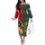 Custom Samoa And Ireland Rugby Off The Shoulder Long Sleeve Dress Ikale Tahi With Shamrocks