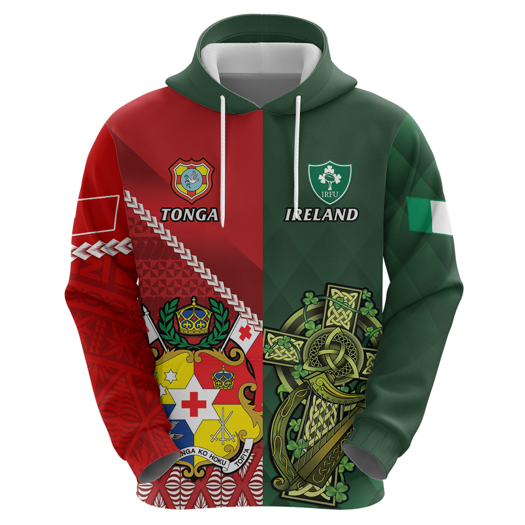 Custom Samoa And Ireland Rugby Zip Hoodie Ikale Tahi With Shamrocks
