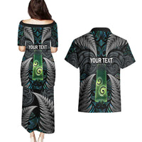 Personalised New Zealand Toki Couples Matching Puletasi and Hawaiian Shirt Silver Fern Mix Aotearoa Maori Pattern LT14 - Polynesian Pride
