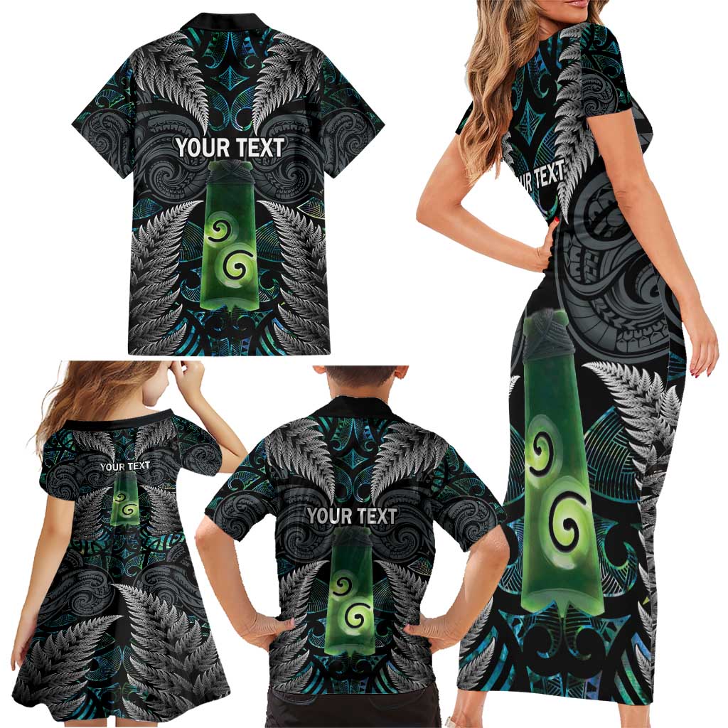 Personalised New Zealand Toki Family Matching Short Sleeve Bodycon Dress and Hawaiian Shirt Silver Fern Mix Aotearoa Maori Pattern LT14 - Polynesian Pride