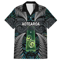 Personalised New Zealand Toki Family Matching Short Sleeve Bodycon Dress and Hawaiian Shirt Silver Fern Mix Aotearoa Maori Pattern LT14 Dad's Shirt - Short Sleeve Black - Polynesian Pride