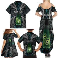 Personalised New Zealand Toki Family Matching Summer Maxi Dress and Hawaiian Shirt Silver Fern Mix Aotearoa Maori Pattern LT14 - Polynesian Pride