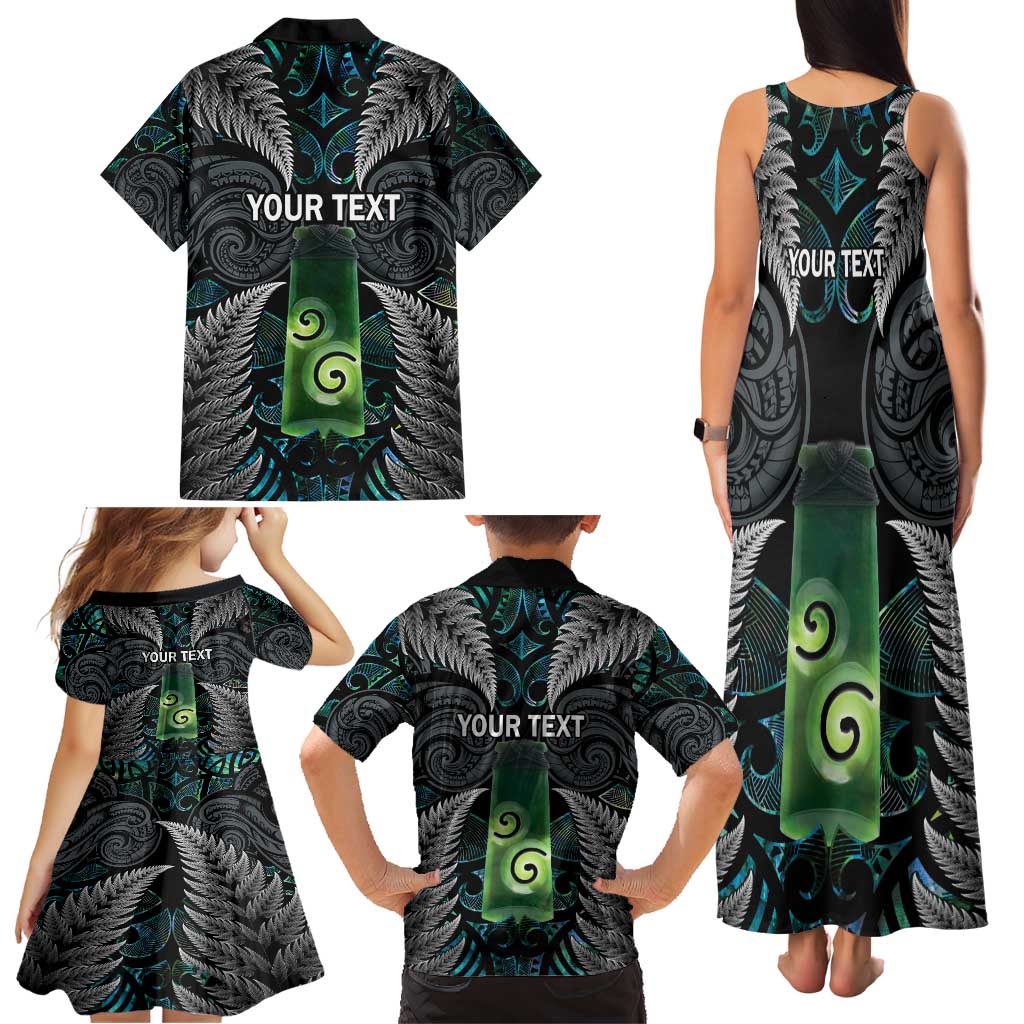 Personalised New Zealand Toki Family Matching Tank Maxi Dress and Hawaiian Shirt Silver Fern Mix Aotearoa Maori Pattern LT14 - Polynesian Pride