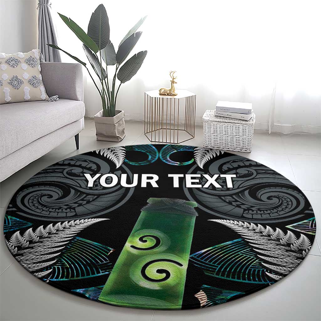 Personalised New Zealand Toki Round Carpet Silver Fern Mix Aotearoa Maori Pattern