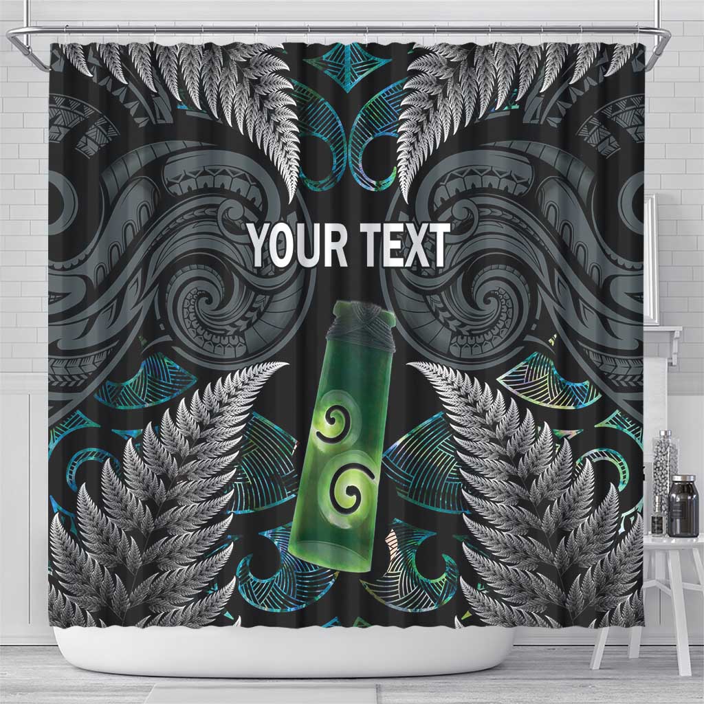 Personalised New Zealand Toki Shower Curtain Silver Fern Mix Aotearoa Maori Pattern LT14 - Polynesian Pride