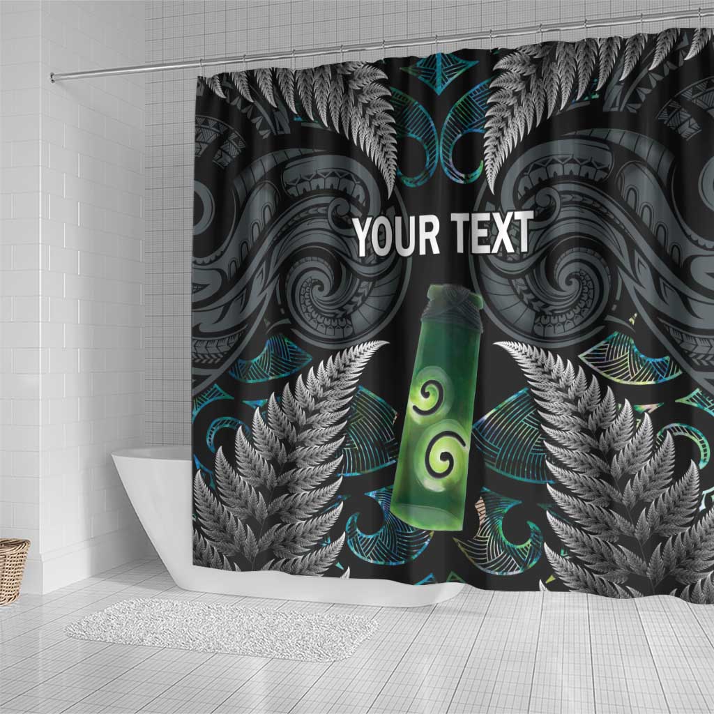 Personalised New Zealand Toki Shower Curtain Silver Fern Mix Aotearoa Maori Pattern LT14 - Polynesian Pride
