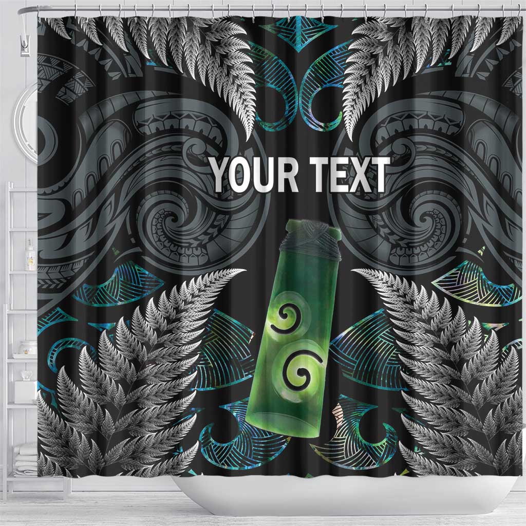 Personalised New Zealand Toki Shower Curtain Silver Fern Mix Aotearoa Maori Pattern LT14 - Polynesian Pride