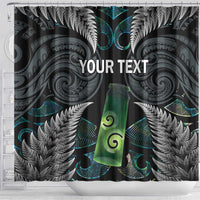 Personalised New Zealand Toki Shower Curtain Silver Fern Mix Aotearoa Maori Pattern LT14 - Polynesian Pride