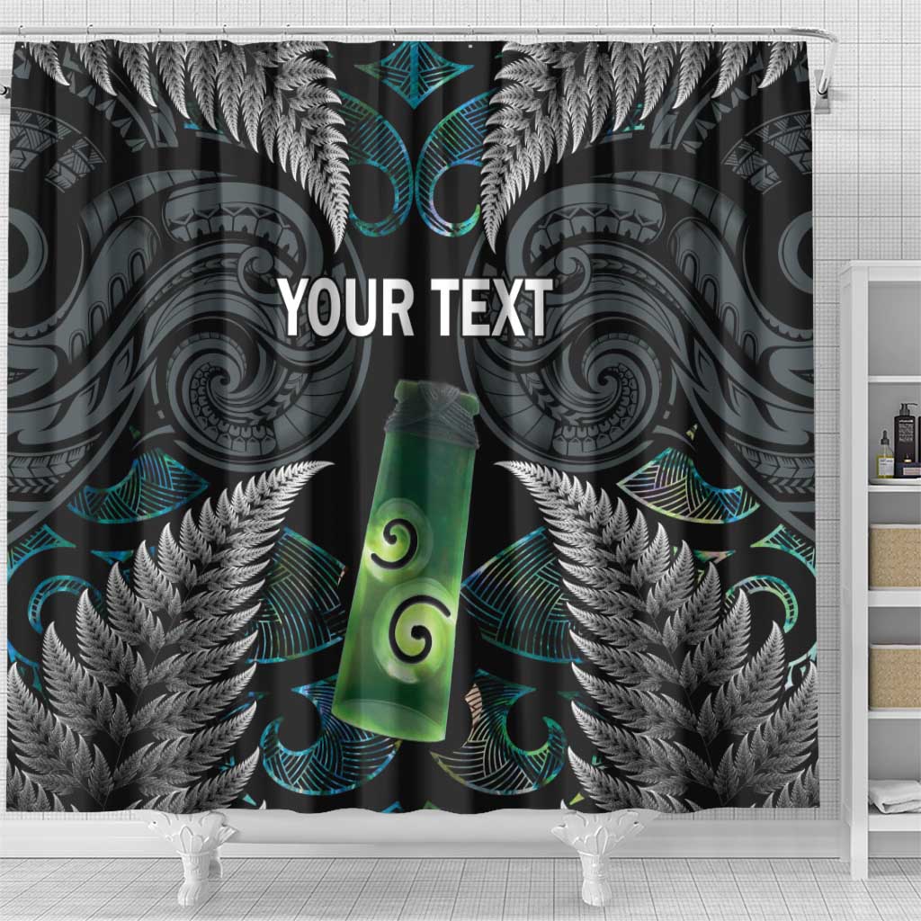Personalised New Zealand Toki Shower Curtain Silver Fern Mix Aotearoa Maori Pattern LT14 - Polynesian Pride