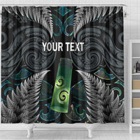 Personalised New Zealand Toki Shower Curtain Silver Fern Mix Aotearoa Maori Pattern LT14 - Polynesian Pride