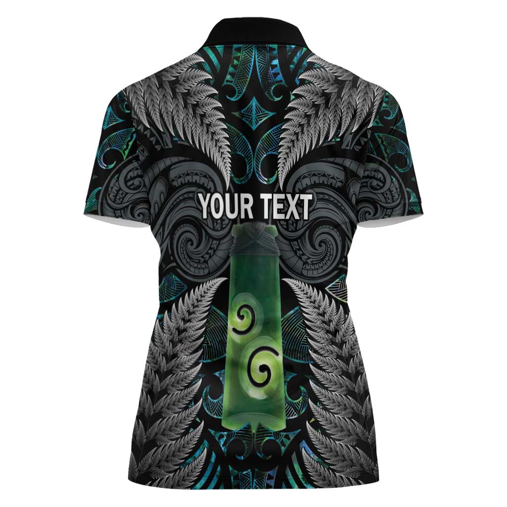 Personalised New Zealand Toki Women Polo Shirt Silver Fern Mix Aotearoa Maori Pattern