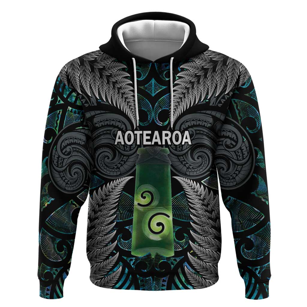 Personalised New Zealand Toki Zip Hoodie Silver Fern Mix Aotearoa Maori Pattern
