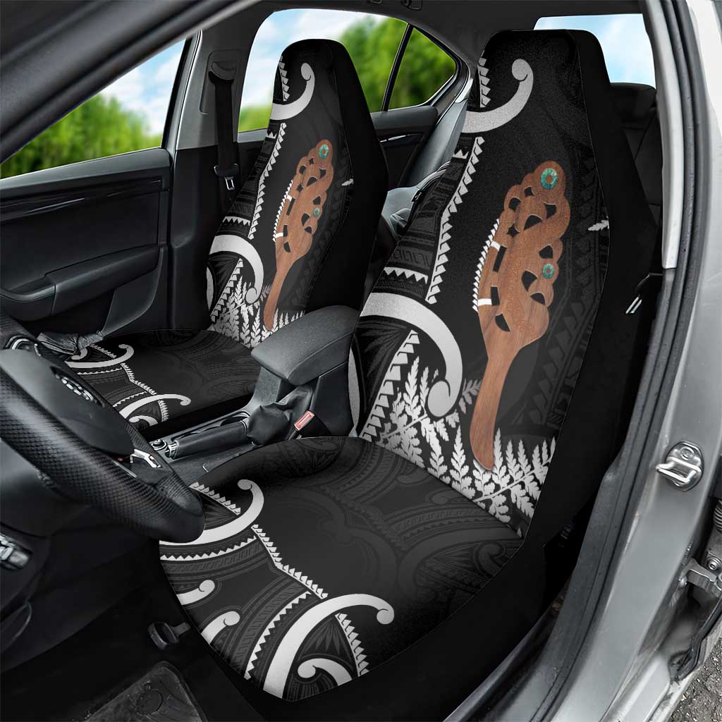 New Zealand Maripi Car Seat Cover Silver Fern Mix Aotearoa Maori Pattern