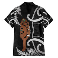New Zealand Maripi Family Matching Off Shoulder Short Dress and Hawaiian Shirt Silver Fern Mix Aotearoa Maori Pattern LT14 - Polynesian Pride