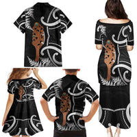 New Zealand Maripi Family Matching Puletasi and Hawaiian Shirt Silver Fern Mix Aotearoa Maori Pattern LT14 - Polynesian Pride