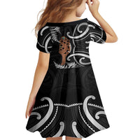 New Zealand Maripi Family Matching Summer Maxi Dress and Hawaiian Shirt Silver Fern Mix Aotearoa Maori Pattern LT14 - Polynesian Pride