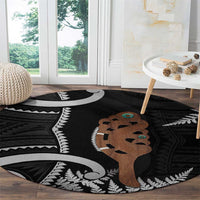 New Zealand Maripi Round Carpet Silver Fern Mix Aotearoa Maori Pattern