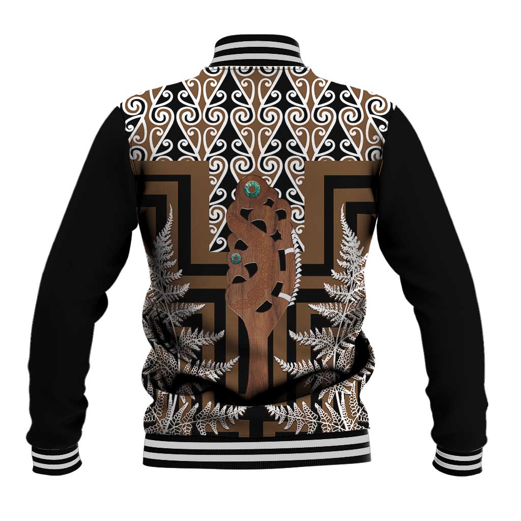 New Zealand Baseball Jacket Maori Maripi Knife With Poutama Art