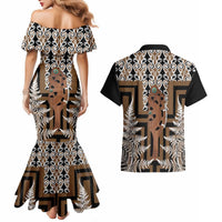 New Zealand Couples Matching Mermaid Dress and Hawaiian Shirt Maori Maripi Knife With Poutama Art LT14 - Polynesian Pride