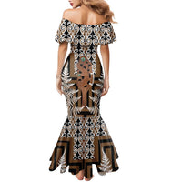 New Zealand Family Matching Mermaid Dress and Hawaiian Shirt Maori Maripi Knife With Poutama Art LT14 - Polynesian Pride