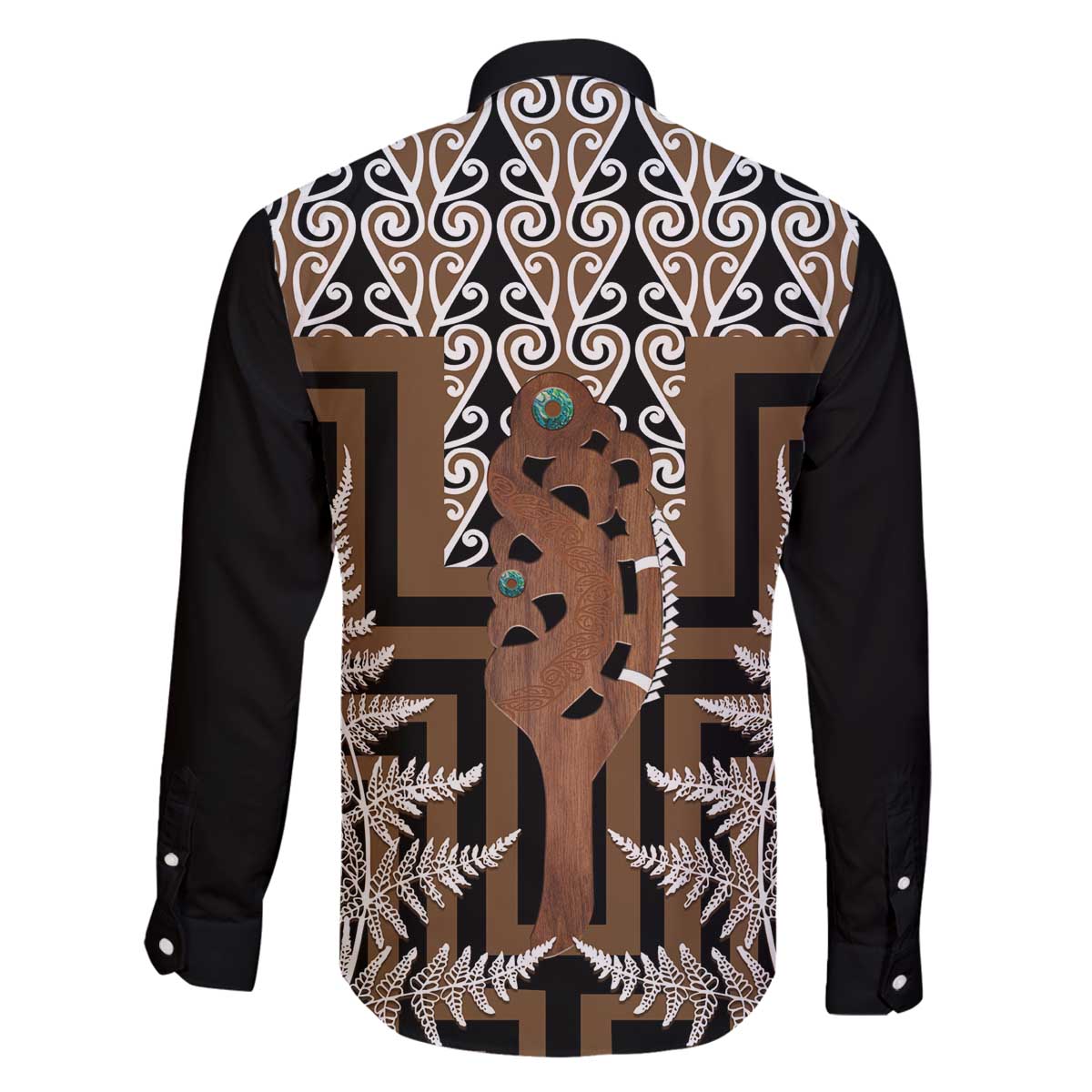 New Zealand Family Matching Off The Shoulder Long Sleeve Dress and Hawaiian Shirt Maori Maripi Knife With Poutama Art