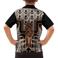 New Zealand Family Matching Short Sleeve Bodycon Dress and Hawaiian Shirt Maori Maripi Knife With Poutama Art LT14 - Polynesian Pride
