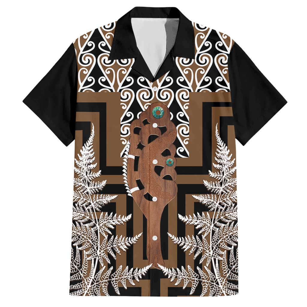 New Zealand Hawaiian Shirt Maori Maripi Knife With Poutama Art LT14 Brown - Polynesian Pride