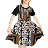 New Zealand Kid Short Sleeve Dress Maori Maripi Knife With Poutama Art