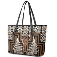 New Zealand Leather Tote Bag Maori Maripi Knife With Poutama Art LT14 - Polynesian Pride