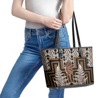 New Zealand Leather Tote Bag Maori Maripi Knife With Poutama Art LT14 - Polynesian Pride