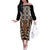 New Zealand Off The Shoulder Long Sleeve Dress Maori Maripi Knife With Poutama Art