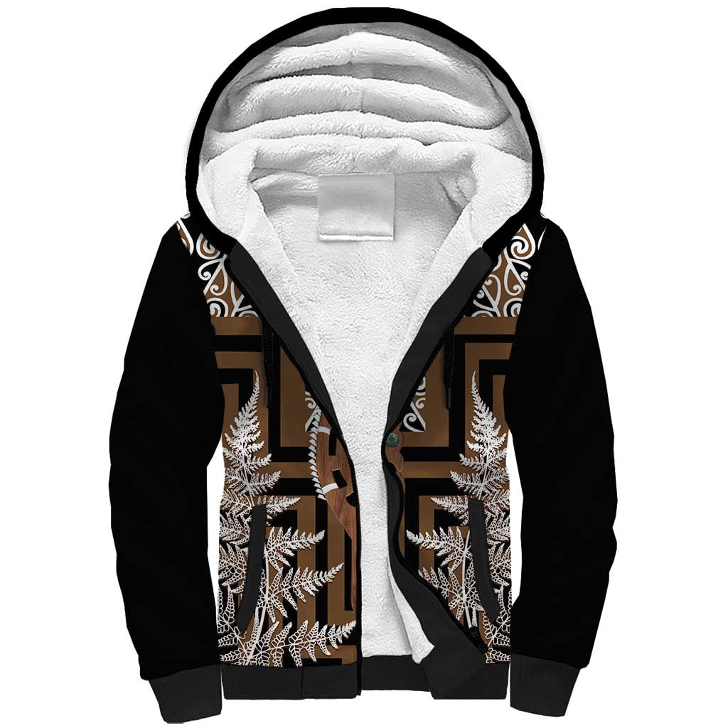 New Zealand Sherpa Hoodie Maori Maripi Knife With Poutama Art