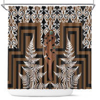 New Zealand Shower Curtain Maori Maripi Knife With Poutama Art LT14 Brown - Polynesian Pride