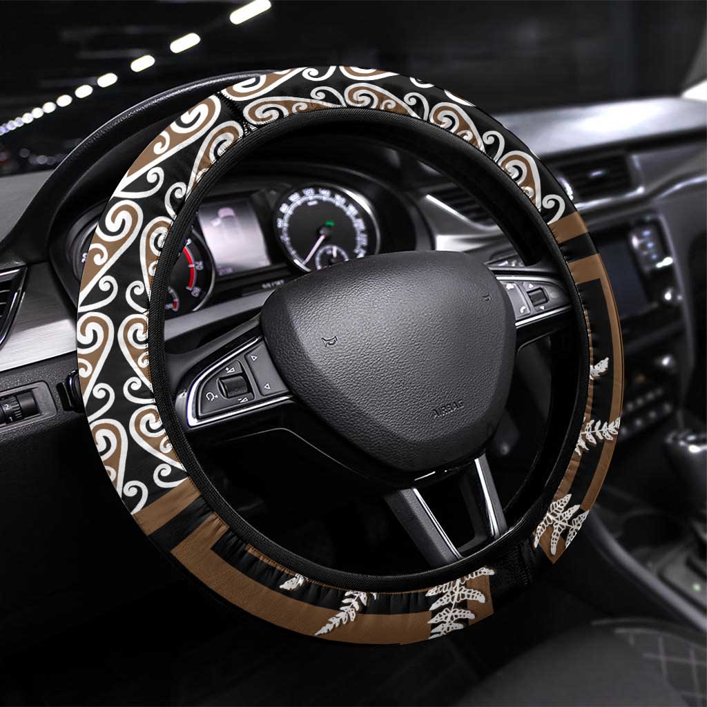 New Zealand Steering Wheel Cover Maori Maripi Knife With Poutama Art