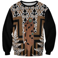 New Zealand Sweatshirt Maori Maripi Knife With Poutama Art