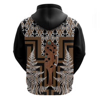 New Zealand Zip Hoodie Maori Maripi Knife With Poutama Art
