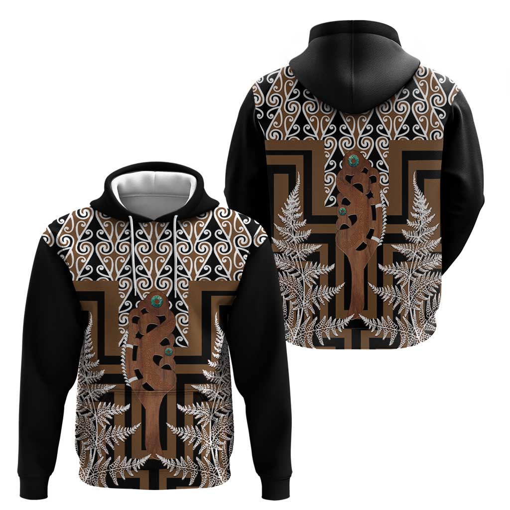 New Zealand Zip Hoodie Maori Maripi Knife With Poutama Art