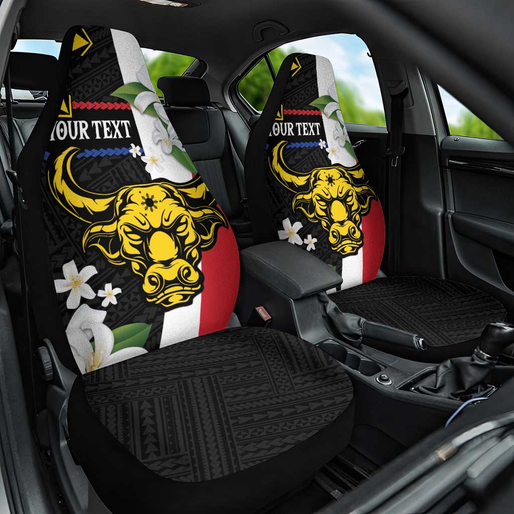 Personalised Philippines Carabao Car Seat Cover Filipino Sun Mix Sampaguita Flower LT14 One Size Black - Polynesian Pride