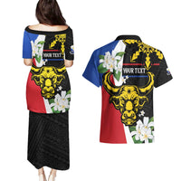 Personalised Philippines Carabao Couples Matching Puletasi and Hawaiian Shirt Filipino Sun Mix Sampaguita Flower LT14 - Polynesian Pride
